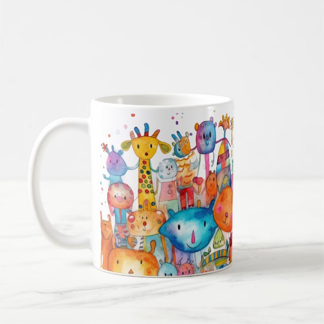 Caneca De Café Feliz Desenho infantil Animais de criação (Esquerda)