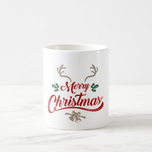 Caneca De Café Feliz Design de Natal Vermelho e Verde