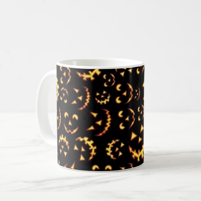 Caneca De Café Feliz Dia das Bruxas assustador Jack-O-Lanterna (Frente Esquerda)