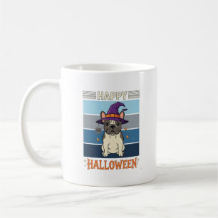 Caneca De Café Feliz Dia das Bruxas Bulldog Francês Bruxa Teia de