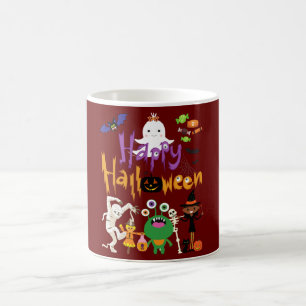 Caneca De Café Feliz Dia das Bruxas Crianças Bonitas e Loucas