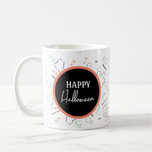 Caneca De Café Feliz Dia das Bruxas Doce Fantasma Mão Letreirando