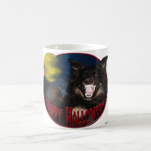 Caneca De Café Feliz Dia das Bruxas Lobo Assustador