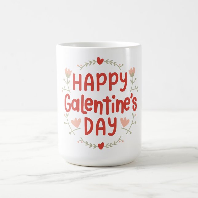 Caneca De Café Feliz Dia das Galentinas - design floral (Centro)