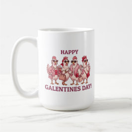 Caneca De Café Feliz Dia das Galentinas Galinhas Glamourosas Esqu