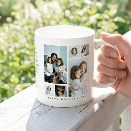 Caneca De Café 'Feliz Dia das Mães' 6 Colagem de Fotos de Present