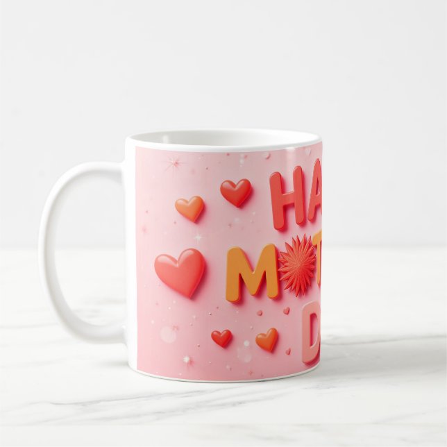 Caneca De Café Feliz Dia das Mães com Corações (Esquerda)