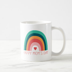 Caneca De Café Feliz Dia das Mães Coração Arco-íris Cores Moderna