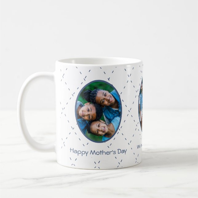 Caneca De Café Feliz Dia das Mães Dusty Blue e Branco (Esquerda)