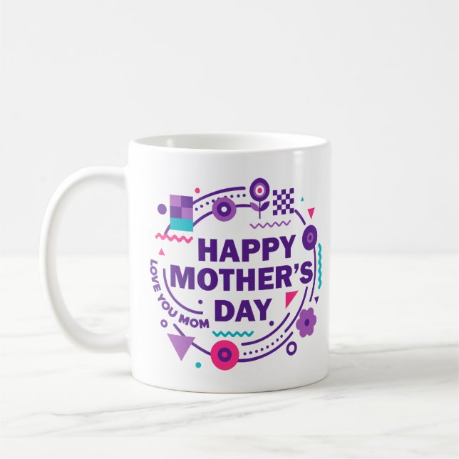 Caneca De Café Feliz Dia das Mães Estilo Retrô Amo Você Mamãe (Esquerda)
