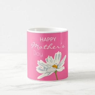 Caneca De Café Feliz Dia das Mães Flor Branca Colorido