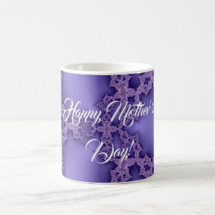 Caneca De Café Feliz Dia das Mães, fractal roxo
