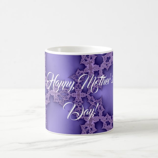 Caneca De Café Feliz Dia das Mães, fractal roxo (Centro)