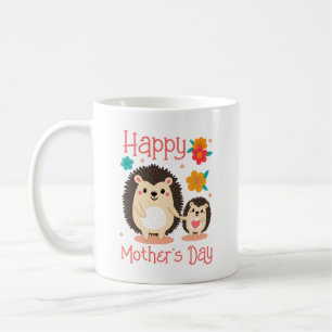 Caneca De Café Feliz Dia das Mães Mamãe e Bebêouriço-cacheiro