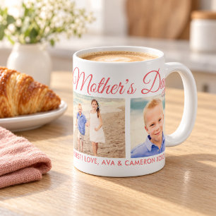 Caneca De Café Feliz Dia das Mães Mamãe Foto em Script Rosa