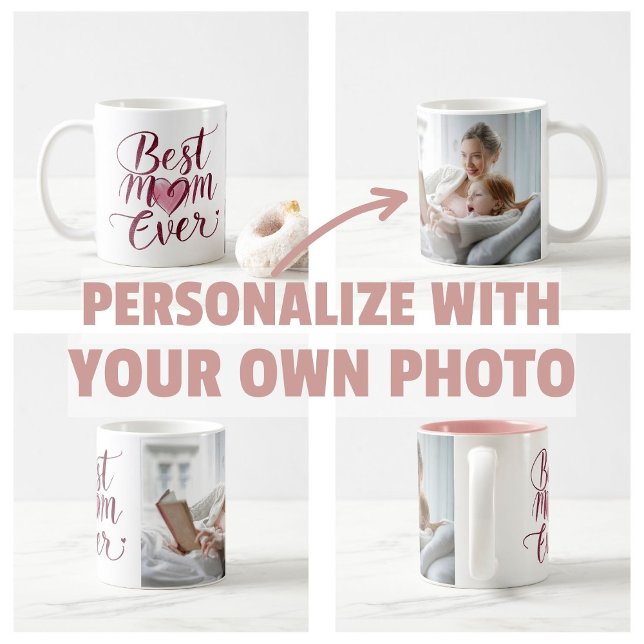 Caneca De Café Feliz Dia das Mães Melhor Mãe de Todos os Tempos (personalize own photo Happy Mother's Day Best Mom Ever Apron)