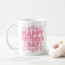 Caneca De Café Feliz Dia das Mães Rosa Vintage