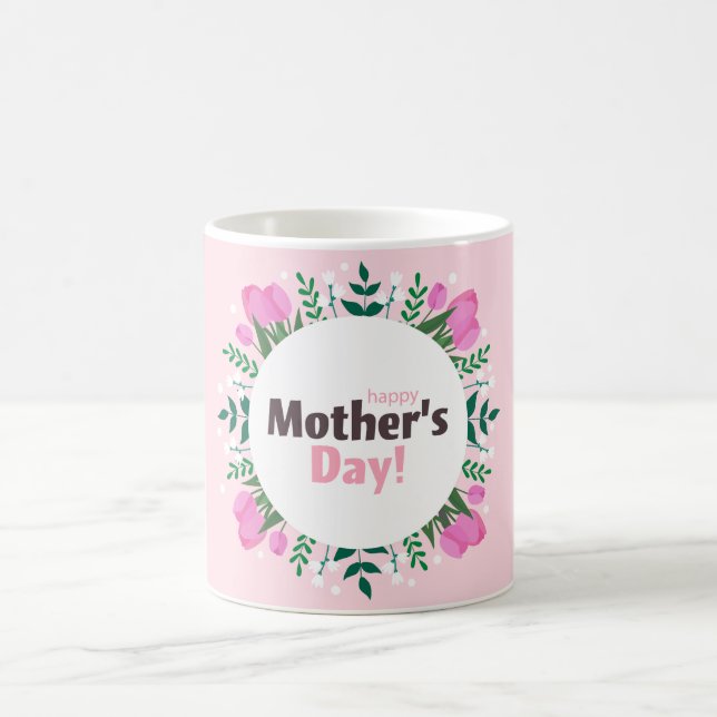 Caneca De Café Feliz Dia das Mães Tulipas Rosa  (Centro)