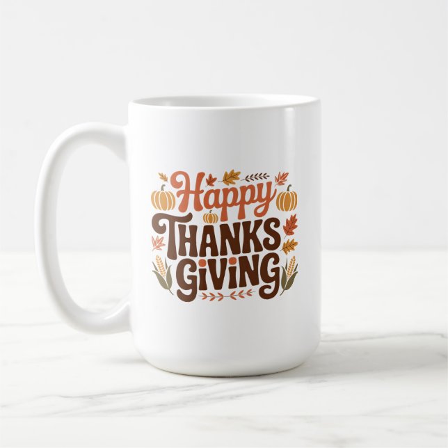 Caneca De Café Feliz Dia de Ação de Graças (Esquerda)