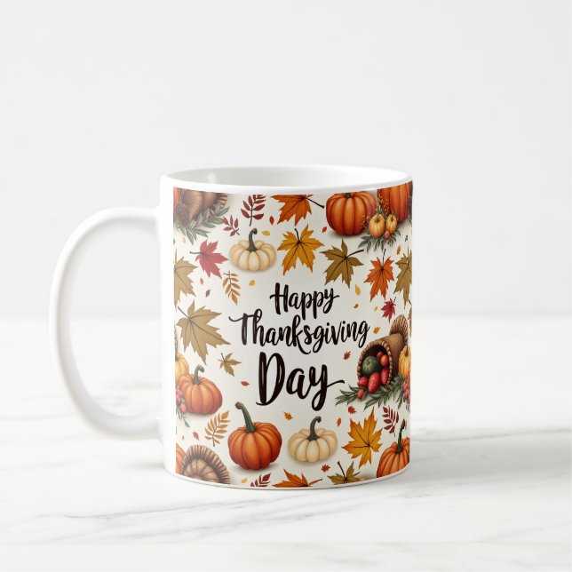 Caneca De Café Feliz Dia de Ação de Graças Clássico Mug (Esquerda)