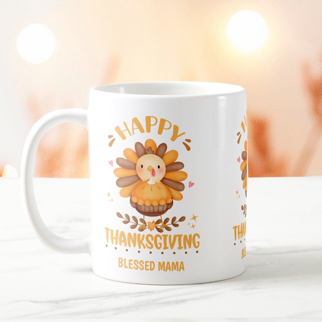 Caneca De Café Feliz Dia de Ação de Graças Personalizado (Happy Thanksgiving Personalized Coffee Mug)