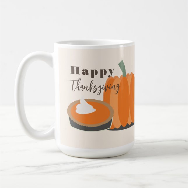 Caneca De Café Feliz Dia de Ação de Graças Pumpkin e Pumpkin Pie (Esquerda)