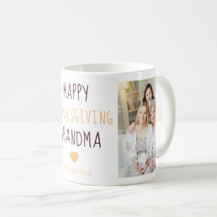 Caneca De Café Feliz Dia de Ação de Graças Vovó 2 Fotos Café Mug
