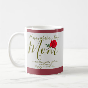 Caneca De Café Feliz dia de as mães com Pensamentos de Memórias