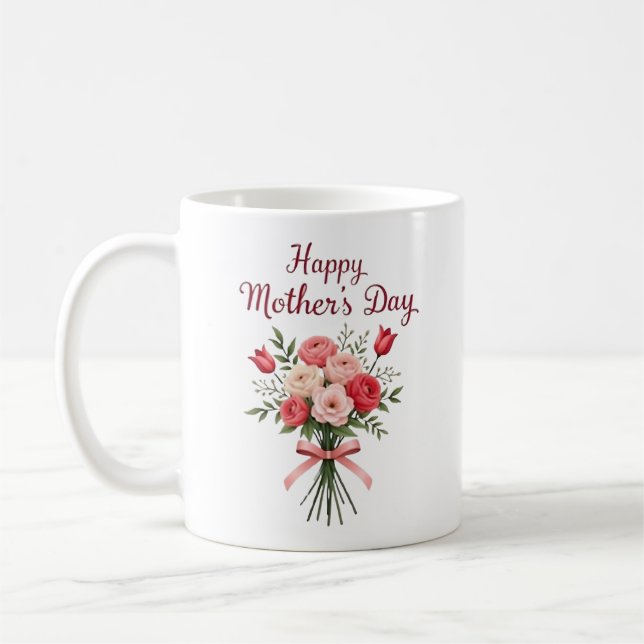 Caneca De Café Feliz Dia de as mães Mug - Presente para a mãe (Esquerda)