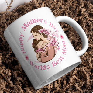 Caneca De Café feliz dia de as mães, mundos melhor mãe, rosa fofo