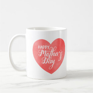 Caneca De Café Feliz dia de as mães no coração cor-de-rosa, coraç