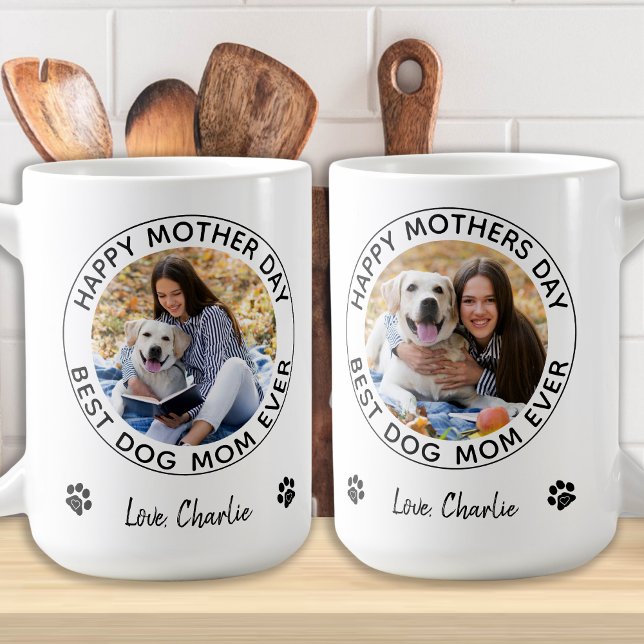 Caneca De Café Feliz Dia de as mães Personalizado Pet Photo Dog M (Criador carregado)
