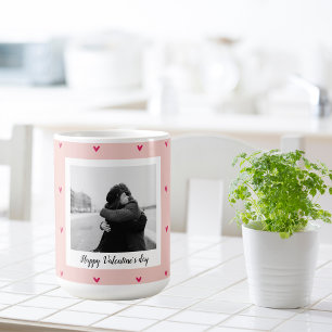 Caneca De Café Feliz dia de os namorados Coração Rosa e Vermelh