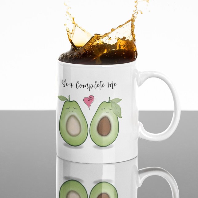 Caneca De Café Feliz dia de os namorados Engraçado Simples Avocad (Cute Whimsical Valentine's Day Avocado Mug with "you Complete Me" Wording)