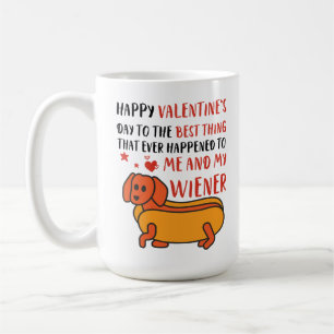 Caneca De Café Feliz dia de os namorados Wiener Funny Dachshund