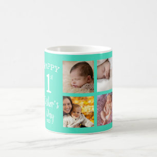 Caneca De Café Feliz Dia de os pais 8 Foto Collage Green