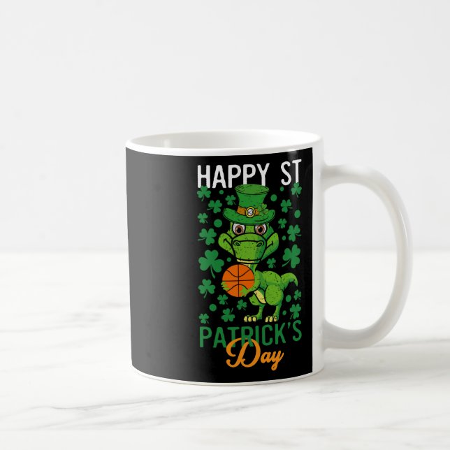 Caneca De Café Feliz Dia de São Patrício Bysketbyll T-rex Day Din (Direita)