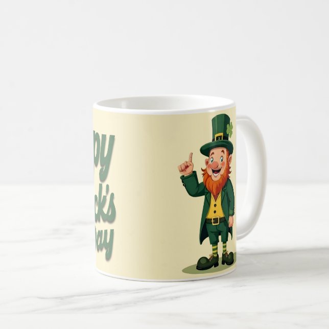 Caneca De Café Feliz Dia de São Patrício Leprechaun Fofo (Frente Esquerda)
