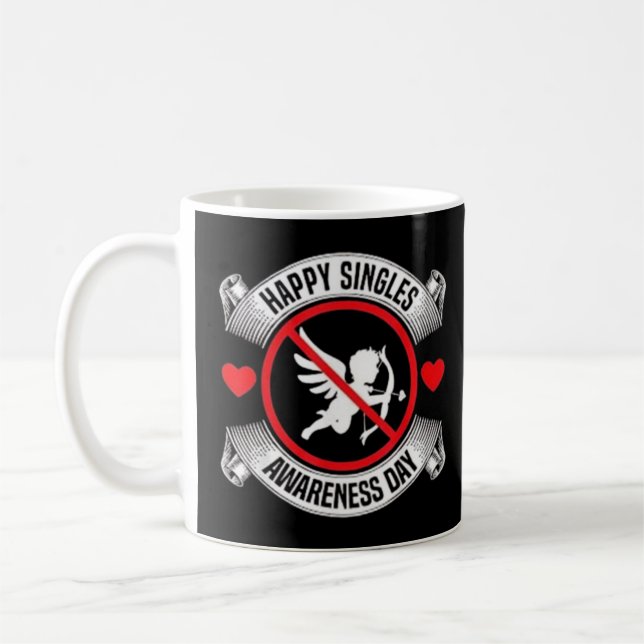 Caneca De Café Feliz Dia de Sensibilização dos Solteiros Anti-Val (Esquerda)