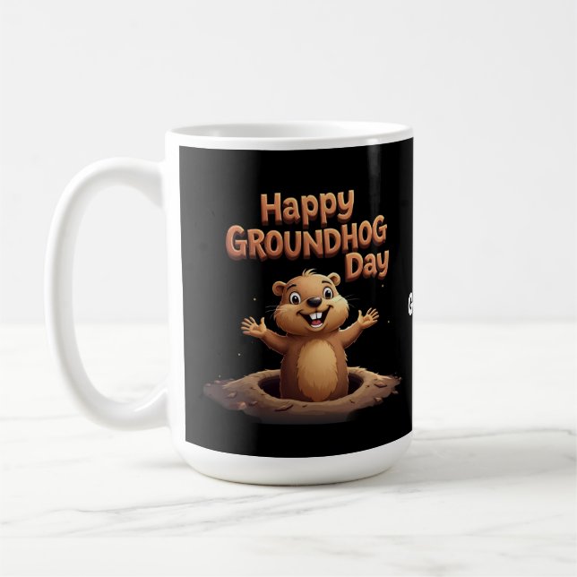 Caneca De Café Feliz Dia do Groundhog Celebre com Humor, Diversão (Esquerda)