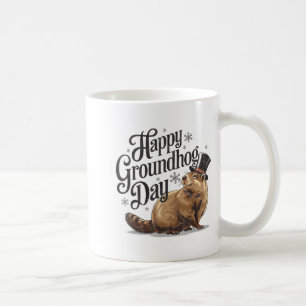 Caneca De Café Feliz Dia do Groundhog Fantasia de Homem de Animal