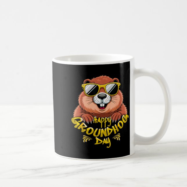 Caneca De Café Feliz Dia do Groundhog Funny Groundhog Singles Fof (Direita)