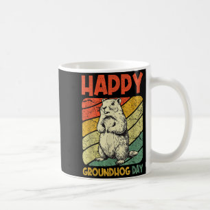 Caneca De Café Feliz Dia do Groundhog Vintage Divertido Woodchuck