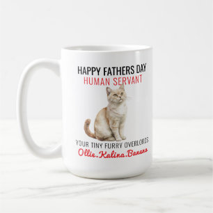 Caneca De Café Feliz Dia do Pai - Gato Servo Humano Engraçado