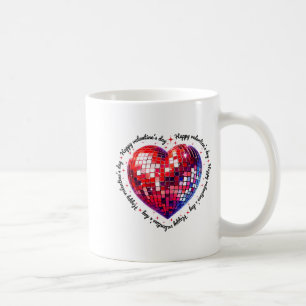 Caneca De Café Feliz Dia dos Namorados Com Bola de Discoteca Verm
