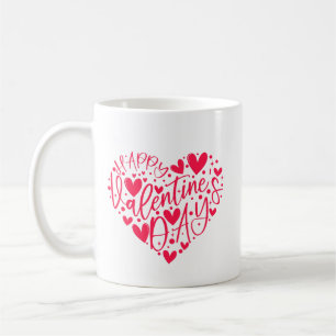 Caneca De Café Feliz Dia dos Namorados Coração Lettering