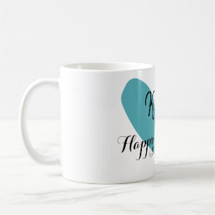Caneca De Café Feliz dia dos namorados coração turquesa nome letr