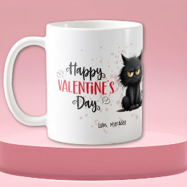 Caneca De Café Feliz Dia dos Namorados Engraçado Gato Negro