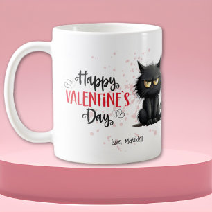 Caneca De Café Feliz Dia dos Namorados Engraçado Gato Negro