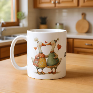 Caneca De Café Feliz Dia dos Namorados Gansos Caprichosos